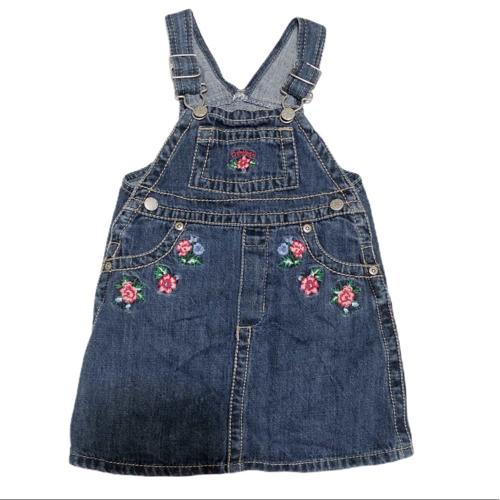 Osh Kosh Girl’s Denim Floral Embroidered Overalls